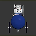 Blue Mobile Industrial Equipment Tank With Mechanical Gauges Pipes And Wheels