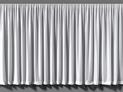 White Pleated Curtains With Flowy Design For Simple Interior Decor 3d model