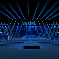 Professional Stage Design With Blue Lighting Effects And Circular Structures
