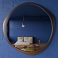 Round Mirror with Orange Frame and Irregular Edge Design for Home Decor 3d model