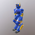 Blue And Yellow Mechanical Robot Character With Futuristic Design Standing Pose