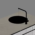 Stylish Washbasin with Black Faucet Light Marble Countertop and Dark Wooden Cabinets Below