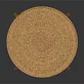 Stylish Round Rattan Tray Table With Wooden Cross Legs Design