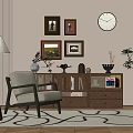 Cozy Accent Chair In Living Room With Bookshelf Framed Pictures Clock Floor Lamp And Plant