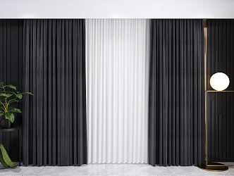 modern curtain gauze curtain 3d model