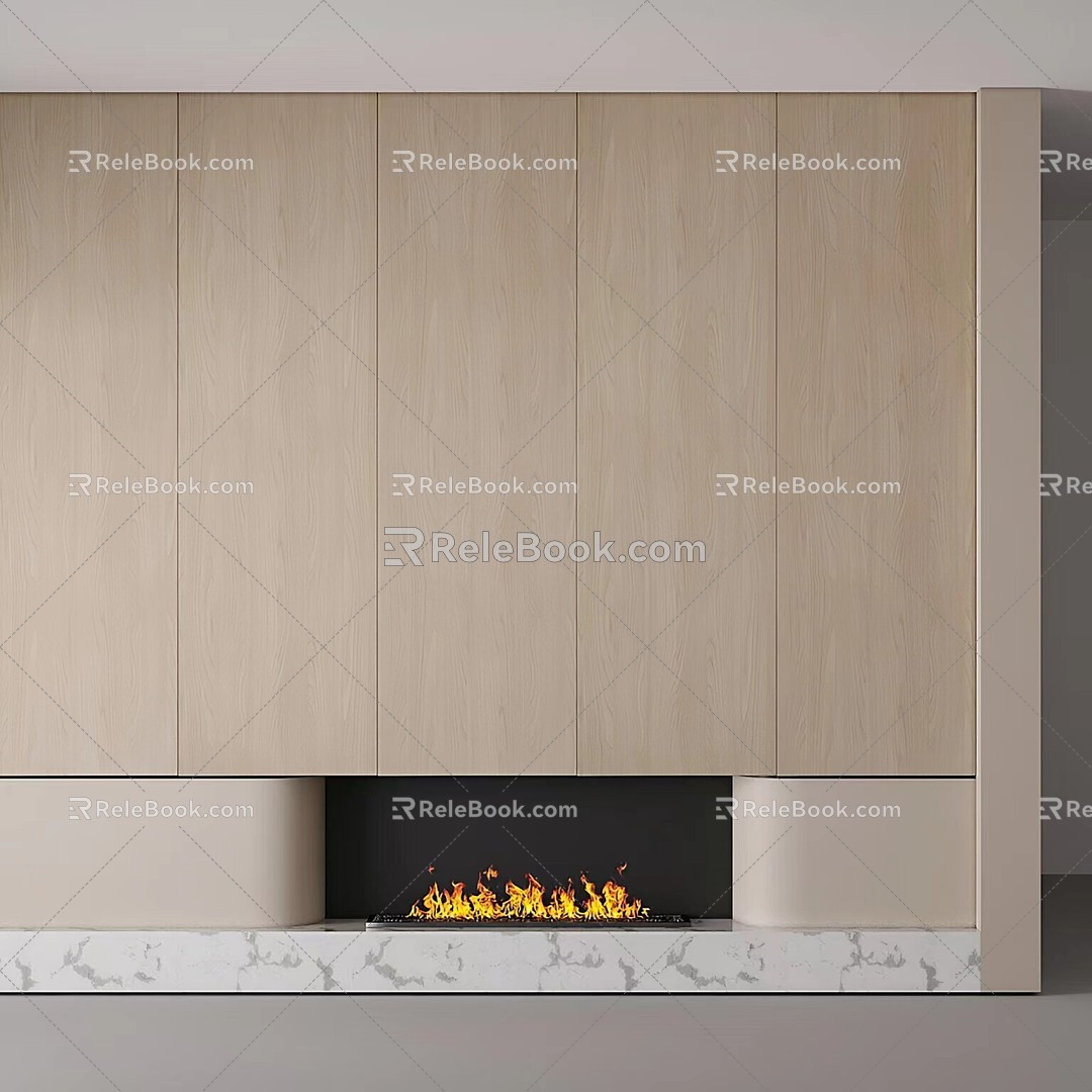 wall-mounted fireplace 3d model