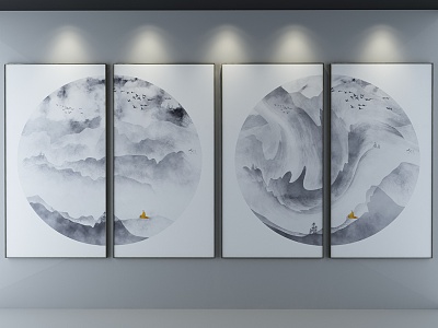 New Chinese Landscape Painting Decorative Painting 3d model