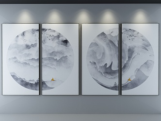 New Chinese Landscape Painting Decorative Painting 3d model