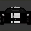 Black Sports Car with White Racing Stripes Sleek Aerodynamic Design Rear Spoiler and Red Wheels