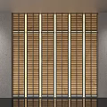 Modern Wooden Room Divider With Vertical Slats Backlit Panels Interior Decor