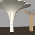 Modern Decorative Pillars In White And Gold With Unique Shape And Branches Design