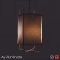 Modern Minimalist Chandelier With White Linen Lampshade And Golden Metal Frame For Home Interior Decoration