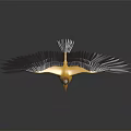 3D Rendered Flying Bird With Yellow Body Blue Wings Crested Head Standing on Black Surface