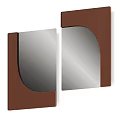 Modern Wall Mirrors With Brown Striped Frame And Irregular Shape Design 3d model