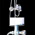 Modern Chrome Shower System With Top Sprayer Handheld Shower And Storage Shelf 3d model