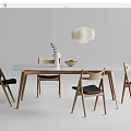 Modern dining table and chair combination chandelier 3d model