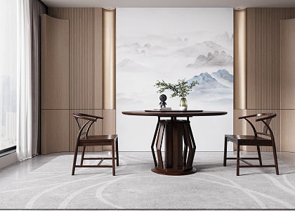 New Chinese Dining Table and Chair Combination 3d model