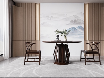 New Chinese Dining Table and Chair Combination 3d model