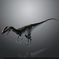 Dinosaur Character With Yellow Head Crest Blue Gray Body And Open Mouth In Dynamic Pose