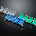 Modern Public Chairs With Gray Blue Green Colors And Modern Metal Frame Design