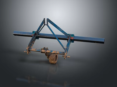 Commercial Industrial Equipment With Blue Metal Frame Long Bar Triangular Support And Wheels 3d model