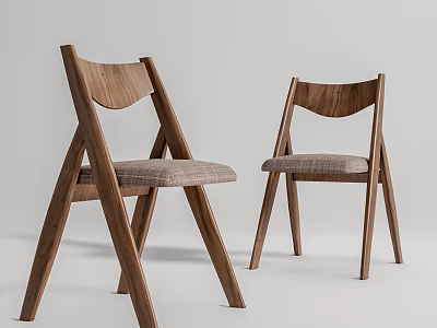 Wooden Dining Chairs With Crossed Legs And Upholstered Seats Modern Style 3d model