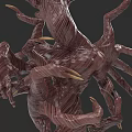 Game Movie Monster Character With Brown Red Muscle Texture Multiple Tentacles And Sharp Yellow Claws
