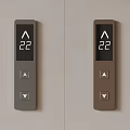 Gray And Brown Wall Mounted Thermostats With 22 Degrees Display And Up Down Buttons