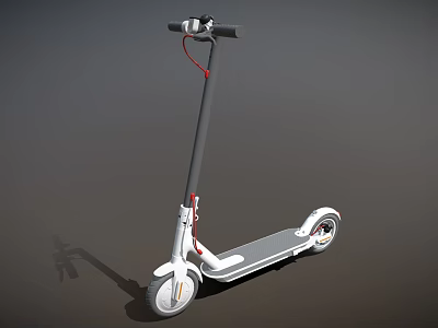 Modern Electric Scooter With White Frame Gray Handlebar And Red Brake Line 3d model