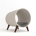 Modern Cylindrical Cat Bed With Fabric Cover And Wooden Legs Design