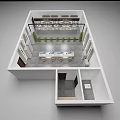 Modern Monitoring Room Interior With Multiple Screens Control Console Office Chairs And Green Plants