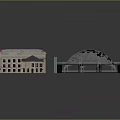 Modern Railway Station Architectural Design With Covered Platforms And Main Building 3d model