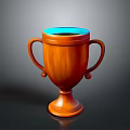 Wooden Trophy Shaped Furniture With Two Handles And Blue Top Design