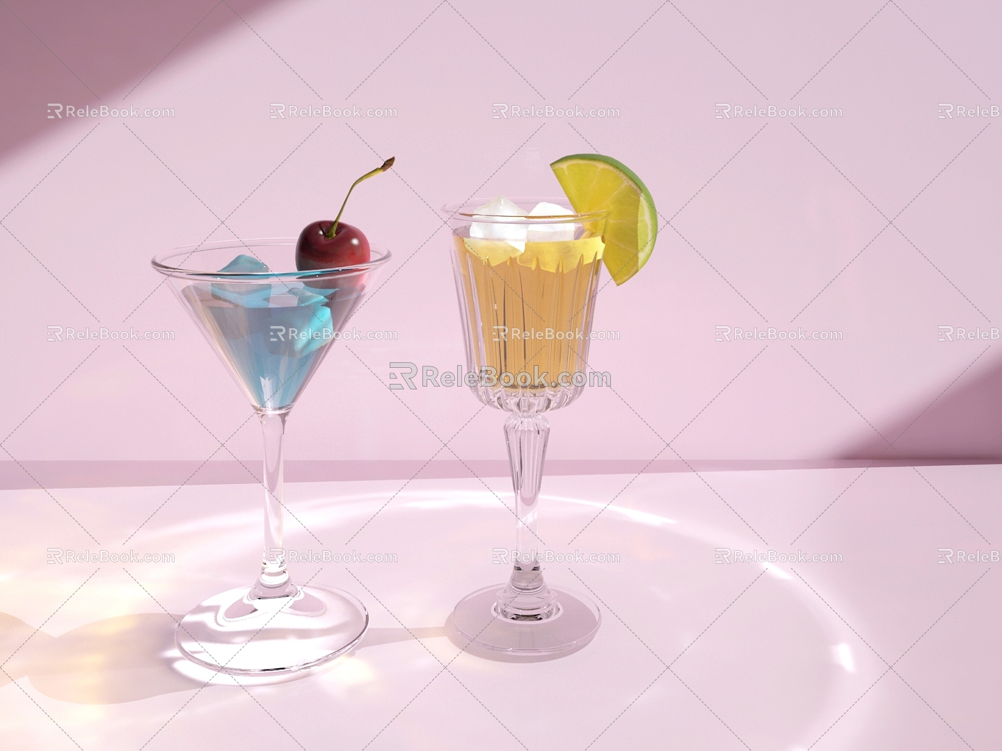 Fruit wine cocktail dessert cup iced tea lemon tea 3d model