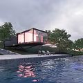 Contemporary Hillside Villa With Overhanging Design Swimming Pool Natural Surroundings And Illuminated Interior