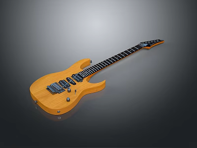 Brown Wooden Electric Guitar With Smooth Neck Metal Strings And Pickups For Daily Use 3d model