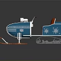 Blue Sleigh With Red Seat Snowflake Patterns Orange Skis And Tracks