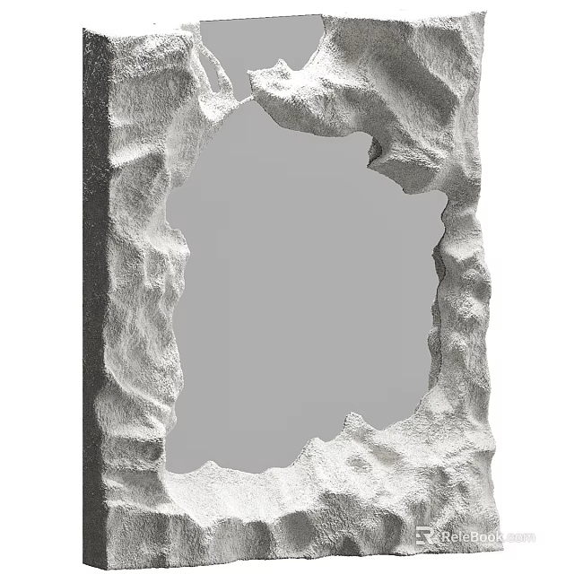 Decorative Mirror with Rock Textured Frame for Modern Interior Design 3d model 