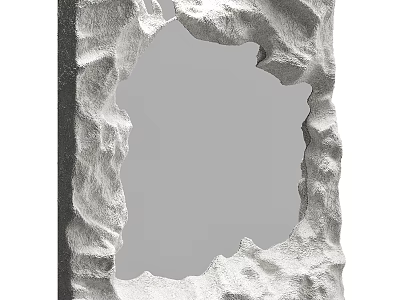 Decorative Mirror with Rock Textured Frame for Modern Interior Design 3d model