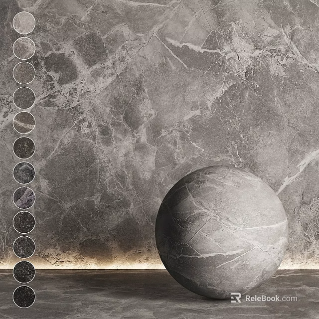 Modern Circular Marble Component With Textured Wall And Color Sample Options 3d model