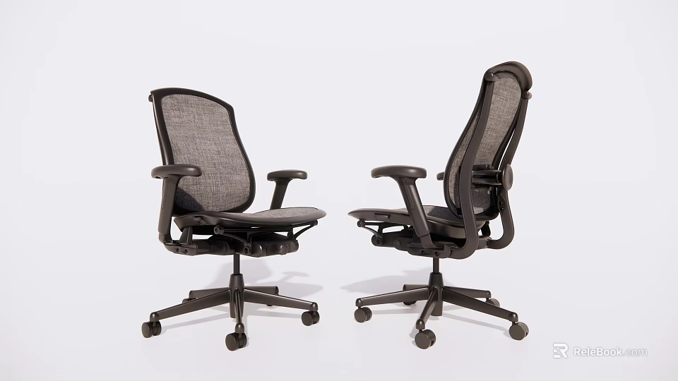 Ergonomic Office Chairs with Mesh Back Black Frame Adjustable Armrests and Wheels 3d model 