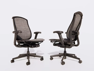 Ergonomic Office Chairs with Mesh Back Black Frame Adjustable Armrests and Wheels 3d model