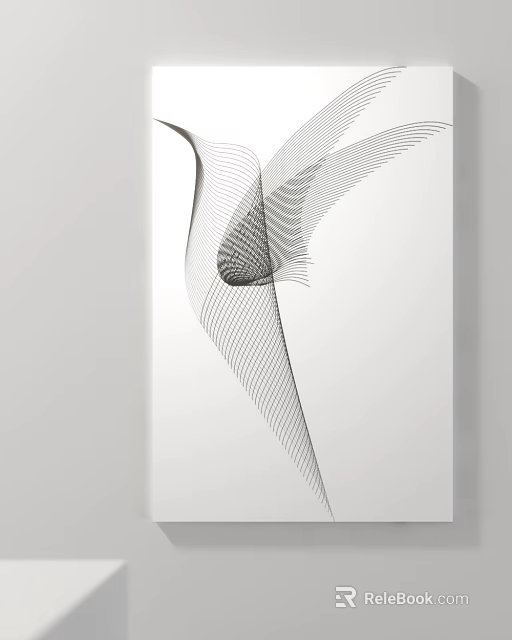 Abstract Black White Curved Line Art Wall Decor With Geometric Patterns 3d model 