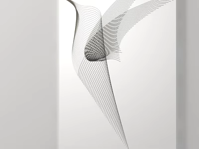 Abstract Black White Curved Line Art Wall Decor With Geometric Patterns 3d model