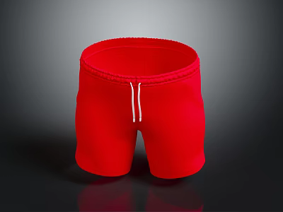 Red Casual Shorts With White Drawstring For Comfortable Everyday Wear 3d model