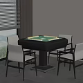 Modern Entertainment Table With Green Surface And Four White Chairs In Bright Interior