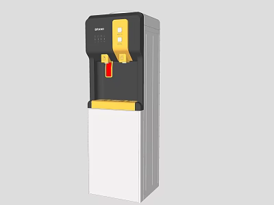 Modern Standing Water Dispenser with Black Yellow White Design and Hot Cold Functions 3d model