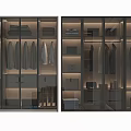 Modern Glass Door Wardrobe With Hanging Clothes Drawers Storage Space And Interior Lighting