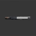 Futuristic Modern Pistol With Silver Black Body Brown Grip And Red Glowing Lines