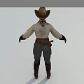 Woman In Cowboy Style Outfit With Hat Scarf Gloves And Boots